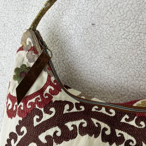Lolita Chisholm Mandalla Tapestry & Leather Boho Bag With 4 Inner Pockets - Picture 5 of 12